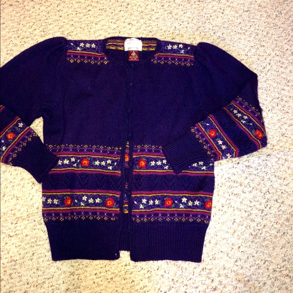 Women’s wool cardigan sweater vintage purple